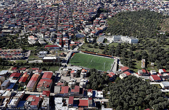 A view of a football stadium in the southern Italian region of Calabria.