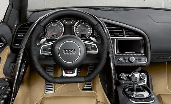 Interior of Audi R8 Spyder.