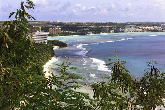 Cityscape view of Tumon Bay from Two Lovers Point in Guam.