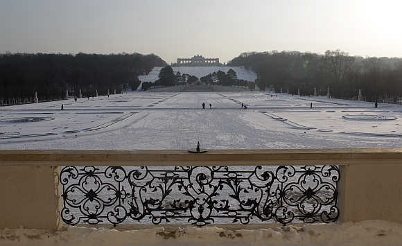 A view of Schoenbrunn Palace park in Vienna, Austria.