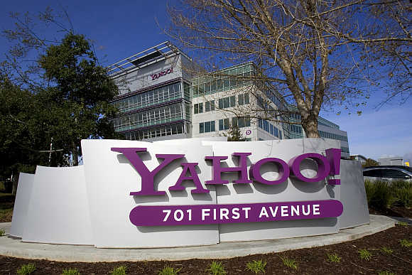 A Yahoo! sign in front of headquarters in Sunnyvale, California.