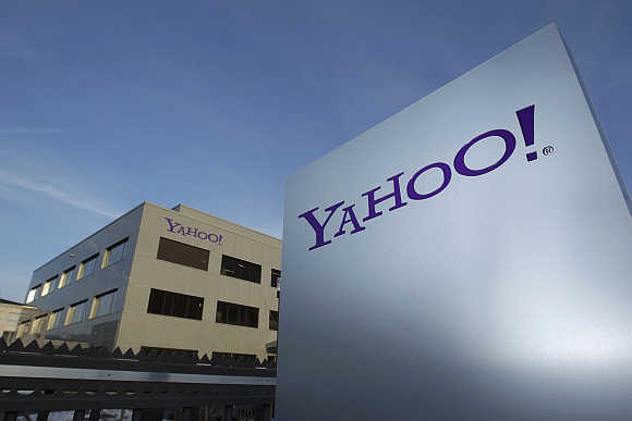 A Yahoo! logo in front of a building in Rolle, 30km east of Geneva, Switzerland.