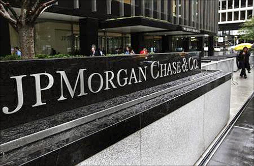 The entrance to JPMorgan Chase's international headquarters on Park Avenue is seen in New York.