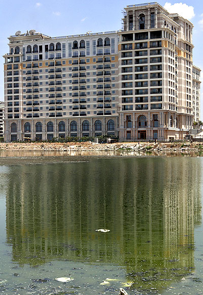 A general view of the under-construction India's Hotel Leela, facing the backwaters of Bay of Bengal.