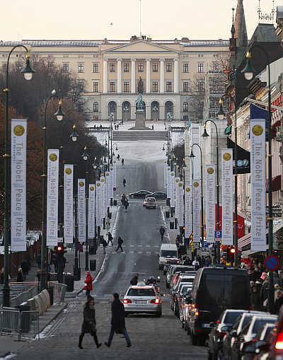 Royal Palace at the end of Karl Johans Gate in Oslo, Norway.
