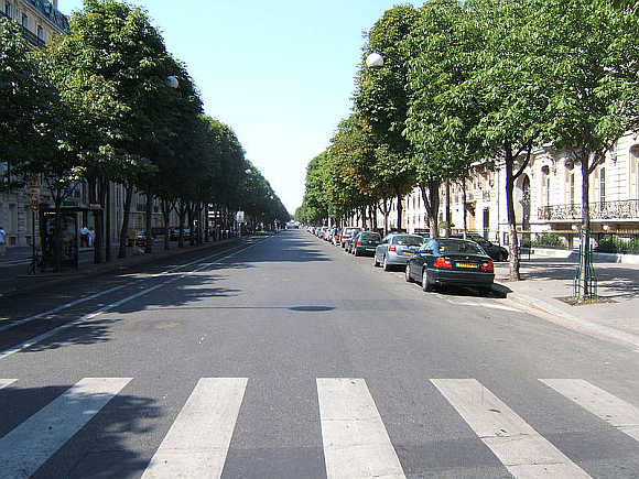 A view of Avenue Montaigne in Paris, France.