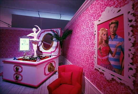 A room is pictured inside a Barbie Dreamhouse of Mattel's Barbie dolls in Berlin.