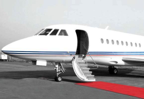 Taj Air's Falcon 2000. Gopinath's first aviation company Deccan Charters is still afloat and has a tie up with Taj Air.