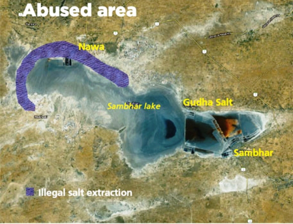 Map of Sambhar Lake.