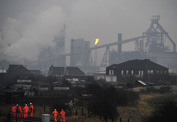 The Corus steelworks at Redcar, Teesside, northern England.