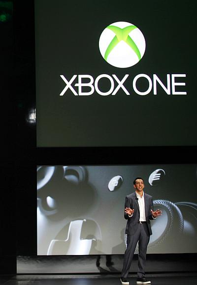 Yusuf Mehdi, senior vice president of Microsoft's Interactive Entertainment Business, discusses the Xbox One during a press event.