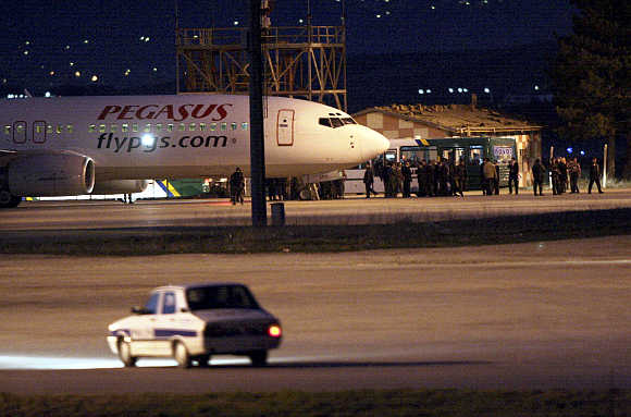 Pegasus Airlines's aircraft at Esenboga Airport in Ankara, Turkey.