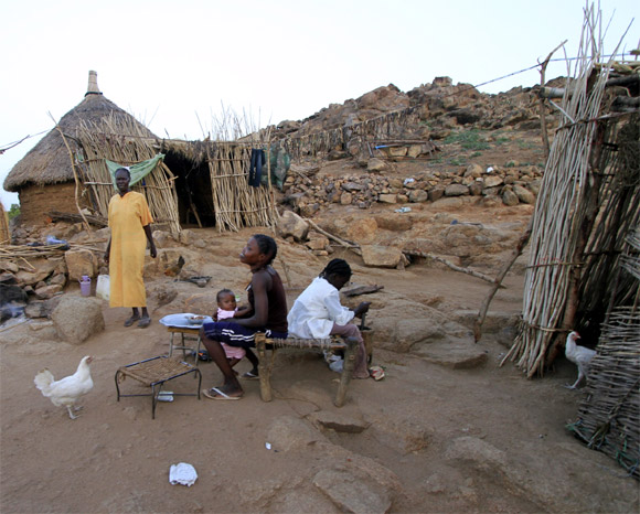 Home of a Nuba tribe family is seen on the side of a mountain in Kadogli town in the South Kordofan state of Sudan.