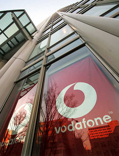 British Vodafone Group's logo at its Japanese unit's headquarters in Tokyo.