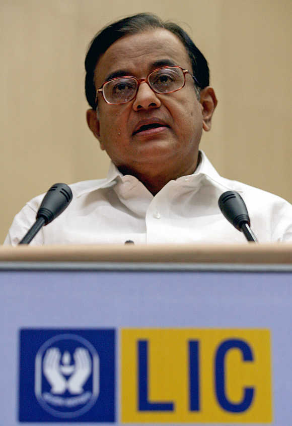 Indian Finance Minister P Chidambaram at a LIC function in New Delhi.