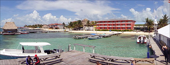 Amigos del Mar diving dock and shop in Ambergris Caye Belize.