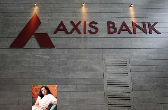 Axis Bank's corporate headquarters in Mumbai. Shikha Sharma, inset.