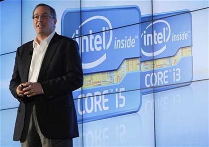 Paul Otellini talks during the company's unveiling of its second generation Intel Core processor family during a news conference at the Consumer Electronics Show (CES) in Las Vegas.