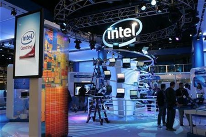 Intel booth for the Consumer Electronics Show (CES) in Las Vegas, Nevada.