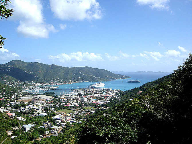 A view of Road Town, Tortola, British Virgin Islands.