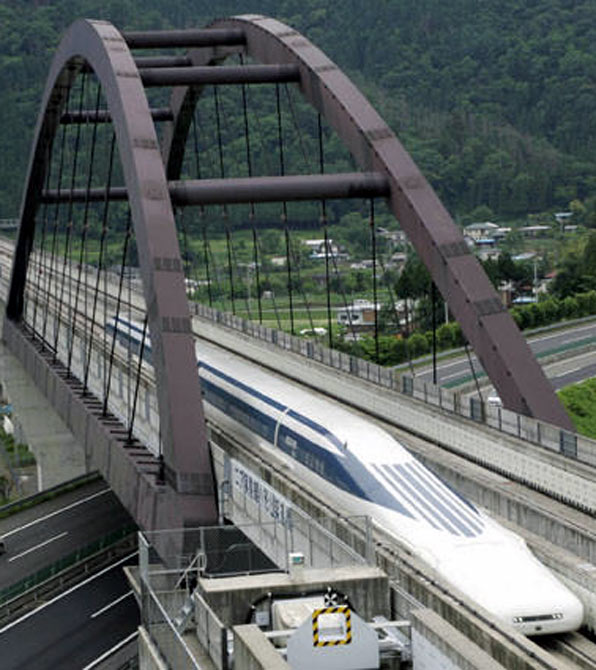  Central Japan Railway Co's Maglev train, which propelled forward by magnetic force.