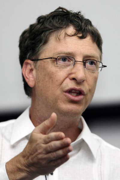 Microsoft chairman Bill Gates speaks during a conference.