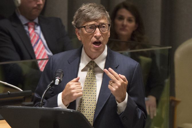 Microsoft founder Bill Gates speaks during the Millennium Development Goals event.