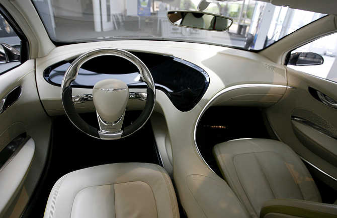 Interior of the Chrysler 200C concept car on display at the Walter P Chrysler museum in Auburn Hills, Michigan.