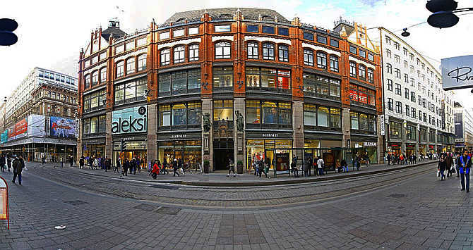A view of the corner shop of Aleksi in Helsinki, Finland.