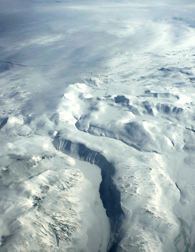 An aerial picture shows part of Europe's biggest glacier Vatnajokull, in south-eastern Iceland