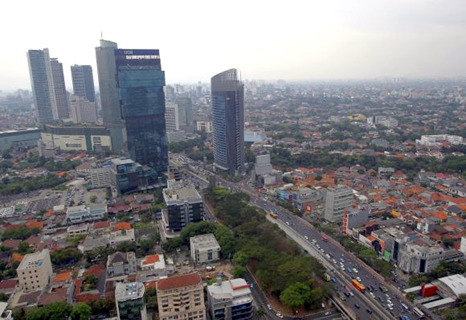 Jakarta skyline.
