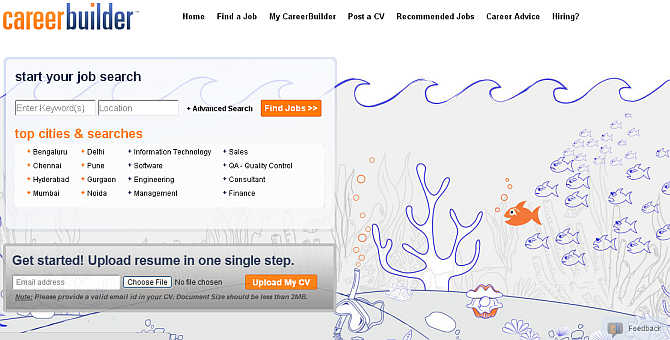 Homepage of CareerBuilder.