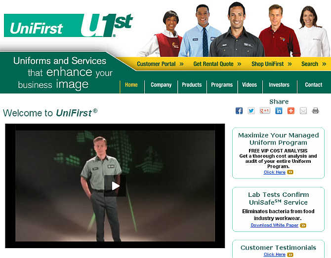 Homepage of UniFirst.