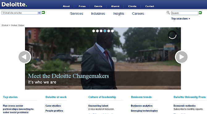 Homepage of Deloitte.