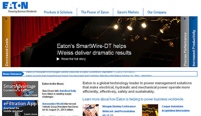 Homepage of Eaton.