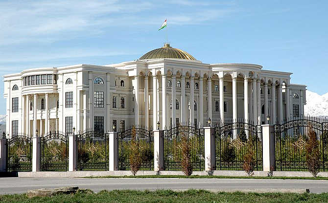 A view of the Presidential Palace in Dushanbe, Tajikistan.