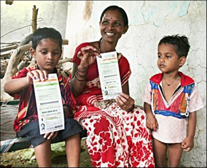 UID card holder Ranjna Sonawane with her son Hitesh.