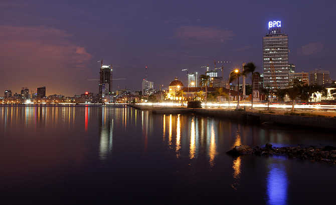 Dusk settles over the Angolan capital, Luanda.