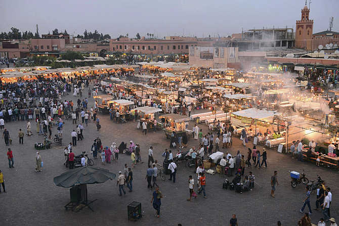 A view of Marrakesh's Jemma el-Fnaa square in Morocco.