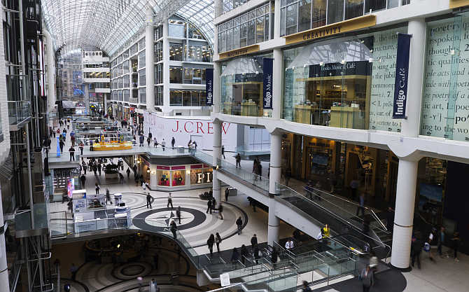 A view of Eaton Centre in Toronto, Canada.