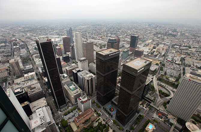 A view of downtown area in Los Angeles, United States.