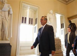 US Speaker of the House John Boehner walks towards the House floor on Capitol Hill in Washington. Photograph: Larry Downing/Reuters