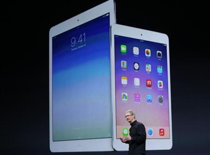 Apple Inc CEO Tim Cook speaks about the new iPad Air and the iPad mini with Retnia display during an Apple event in San Francisco, California.