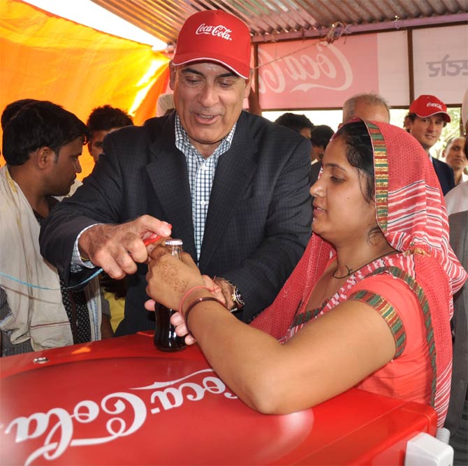 Muthar Kent, Chairman and Chief Executive Officer, Coca-Cola visits Agra.