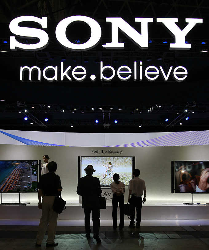 Sony's Bravia 84 inch 4K televisions are displayed in Chiba, east of Tokyo, Japan.