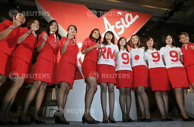 Budget carrier AirAsia's stewardesses in Kuala Lumpur, Malaysia.