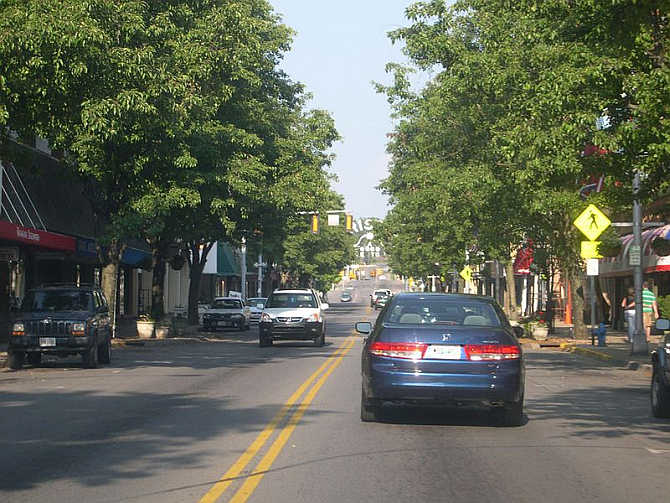 A view of State Street, which seperates the twin cities of Bristol Virginia and Bristol Tennessee.