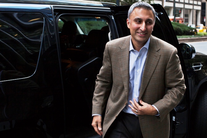 Mike Gupta, Twitter's chief financial officer, leaves JP Morgan headquarters after a meeting, before the firm's IPO in New York, October 25, 2013.
