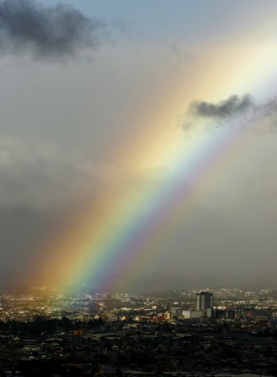 A view of rainbow over San Jose City.