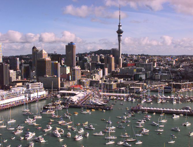 Auckland skyline.